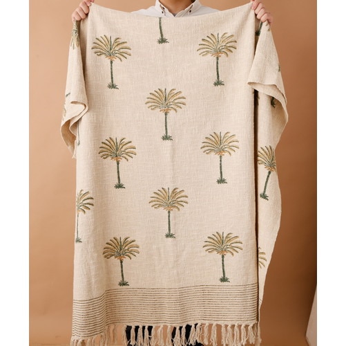 ブロックプリントコットンブランケット