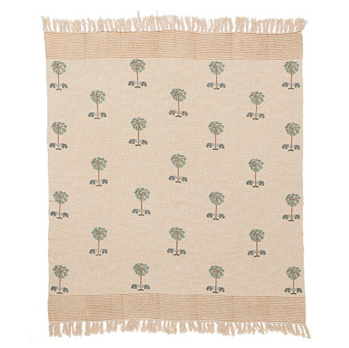 ブロックプリントコットンブランケット