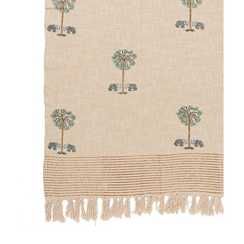 ブロックプリントコットンブランケット