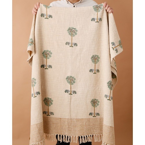 ブロックプリントコットンブランケット