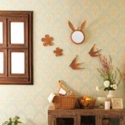 ラタン ハンドル付スクエアバスケット