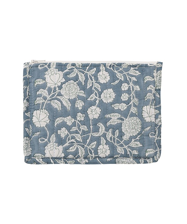 ブロックプリント キルティング フラットポーチ