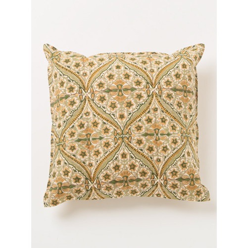 ブロックプリント クッションカバー(イエロー)