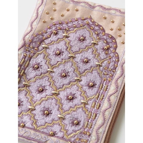 インド刺繍生地　ほわほわポーチ 倉敷帆布の生地で作った丈夫なインド刺繍リボンポーチ 鳥柄