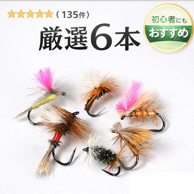 完成フライ 6本 ドライフライセット バーブレス バーブド 渓流 トラウト イワナ ヤマメ ニジマス 管理釣り場 フライフィッシング 釣具