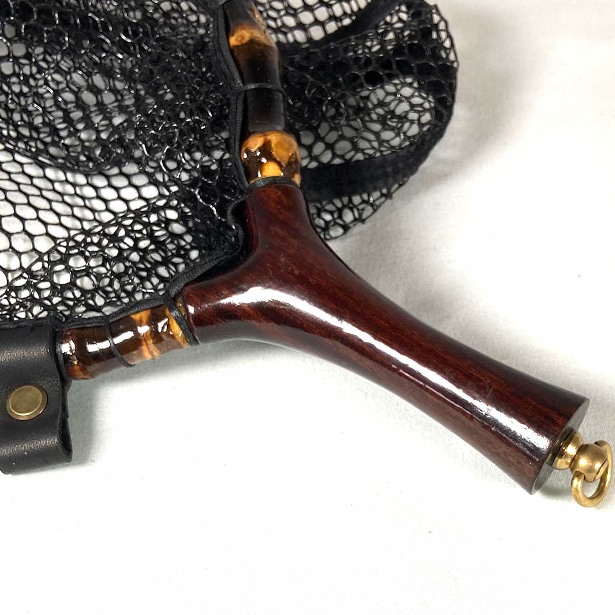 ランディングネット おすすめ 黒竹・木製 木目 ラバー 渓流 Sサイズ