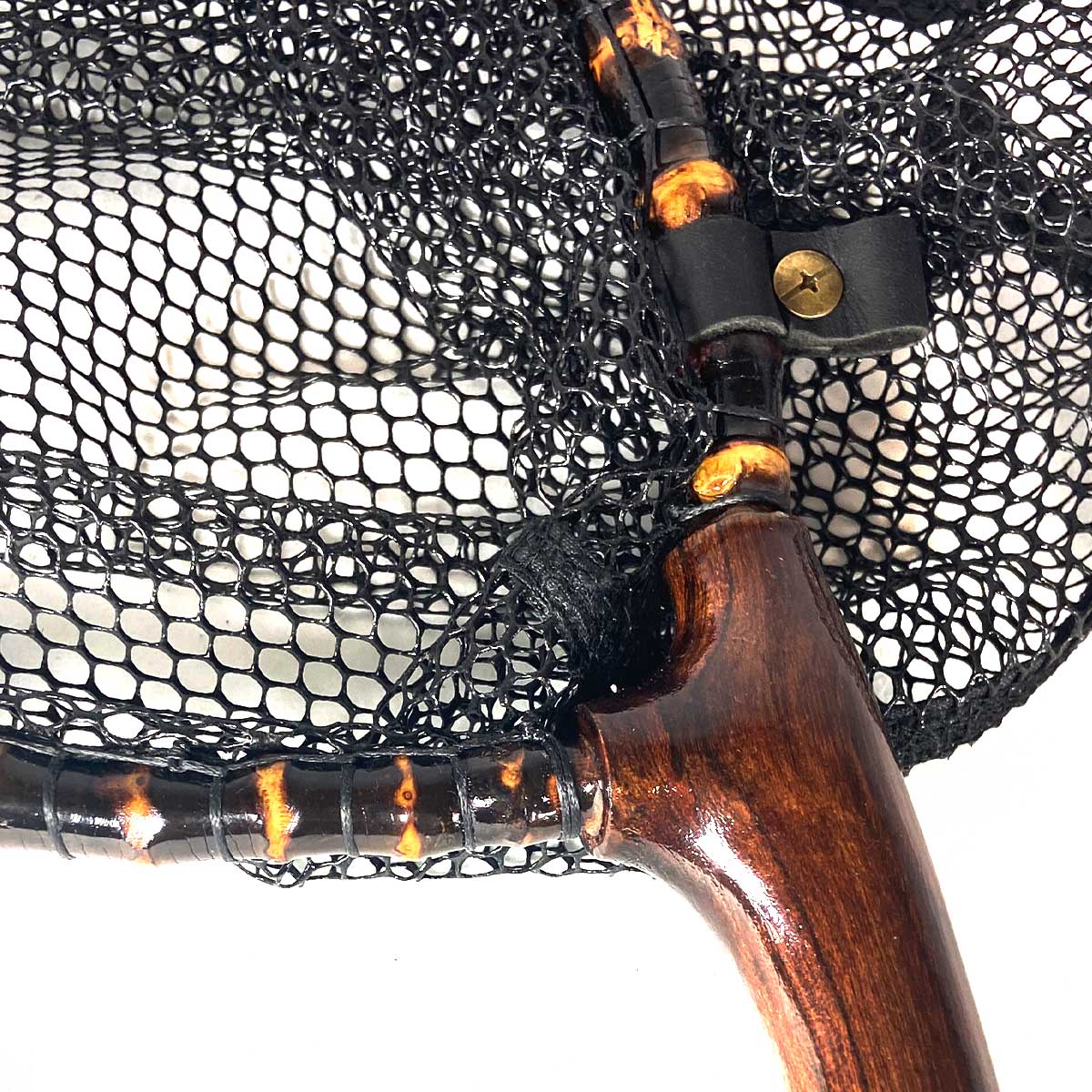 ランディングネット おすすめ 黒竹・木製 木目 ラバー 渓流 Mサイズ