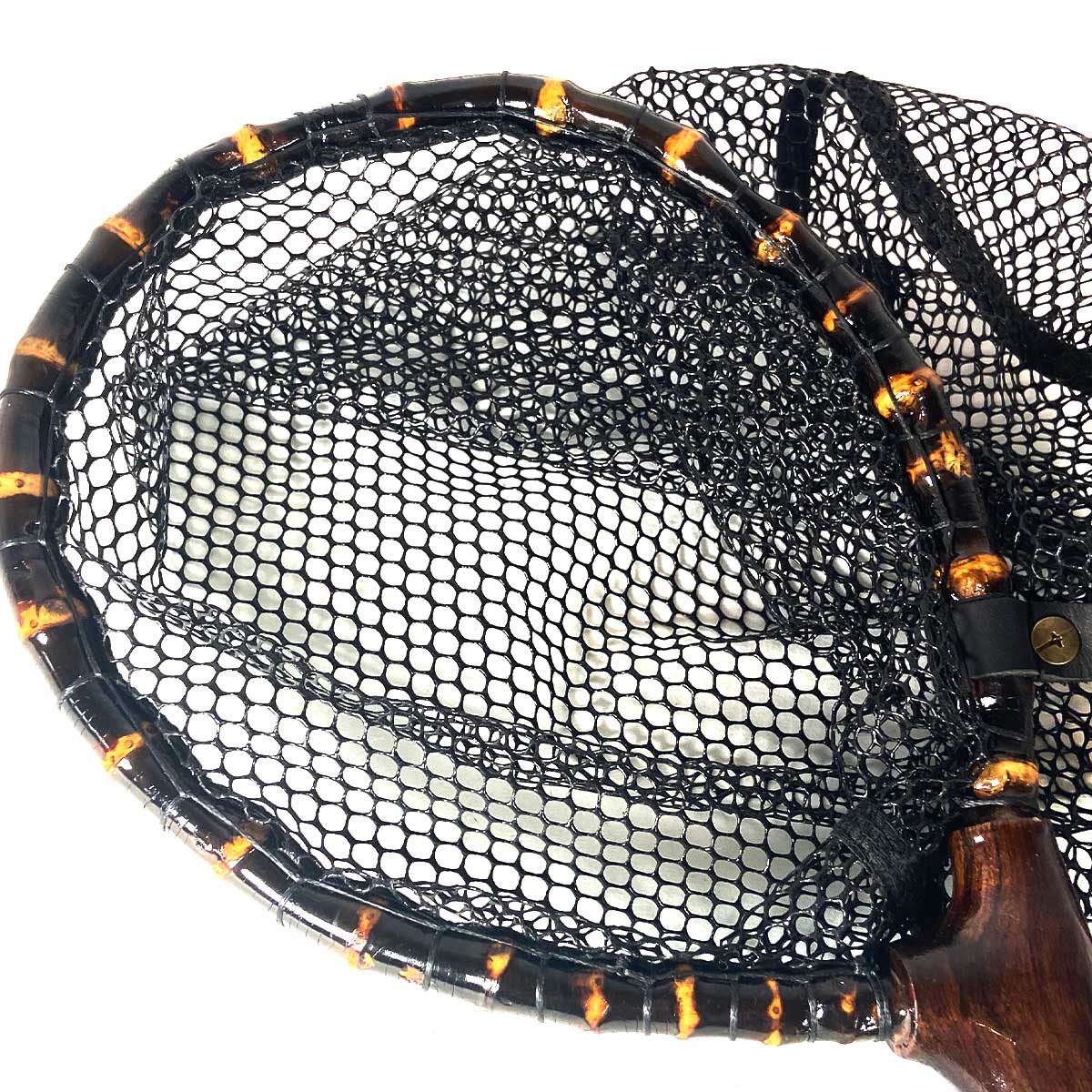 ランディングネット おすすめ 黒竹・木製 木目 ラバー 渓流 Mサイズ