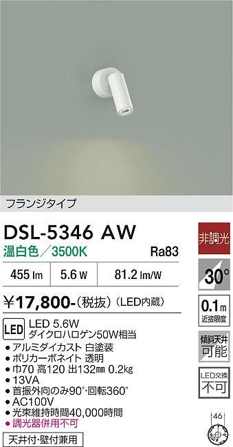 ����ŵ� ľ�շ����ݥåȥ饤�� ������ DSL5346AW ����ɬ��