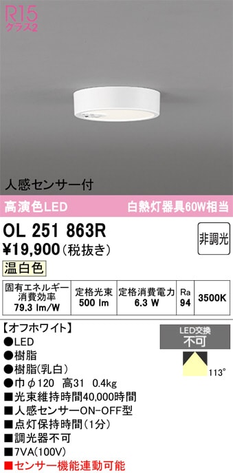 �����ǥ�å� �ʹ����󥵡��ե�����󥰥饤�� OL251863R ���� ��鿧 ��Ǯ��60W���� ����ɬ��