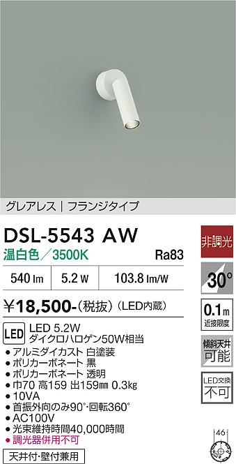 ����ŵ� ľ���ѥ��ݥåȥ饤�� ������ DSL5543AW ����ɬ��