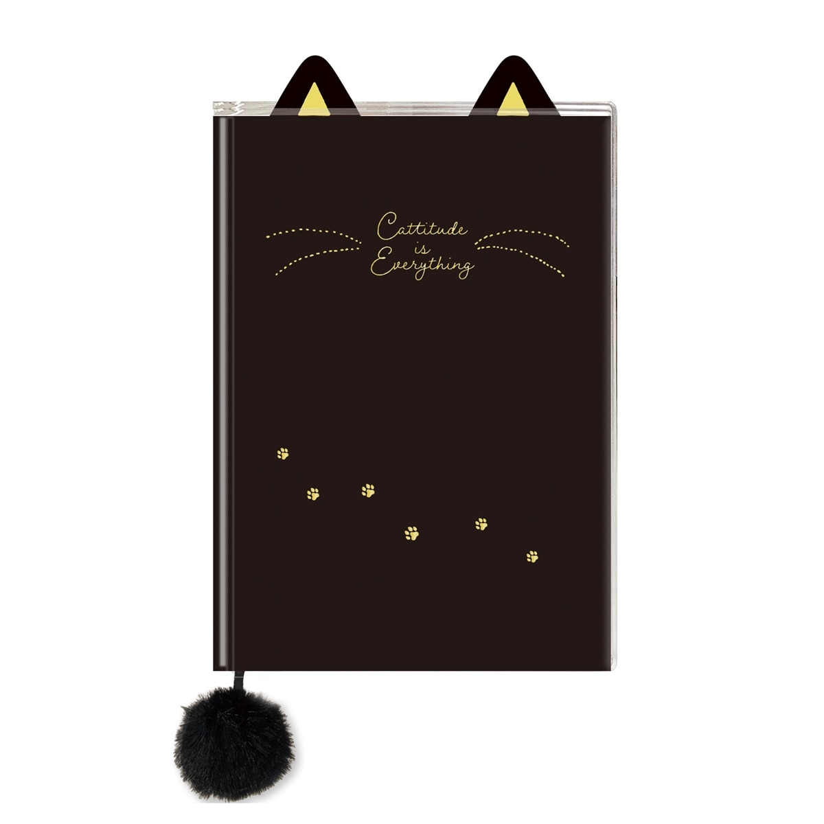 2026年手帳 A6 マンスリーダイアリー/ダイカットネコ/ブラック | 手帳