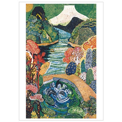 片岡球子、【風景】、希少な額装用画集より、新品額装付、状態良好 片岡 球子、【伊豆風景】、大判、超希少画集・額装画、状態良好