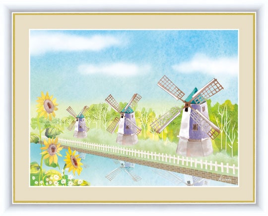 ひまわり』 青木 奏（あおき かなで） F4号 複製名画 額装付【ポイント