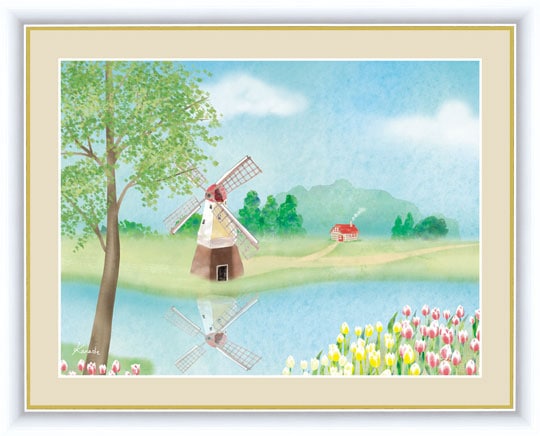 チューリップ』 青木 奏（あおき かなで） F4号 複製名画 額装付