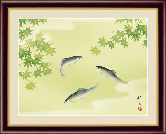 掛け軸　四季花鳥　夏　楓に白鷺　長江桂舟　花鳥画　日本画　絵画 掛け軸 四季花鳥 夏 楓に白鷺 長江桂舟 花鳥画 日本画 絵画