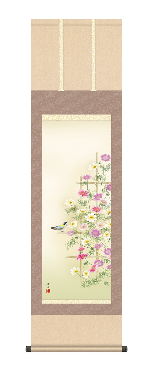 田端秋涛　寒雀　竹と南天に雀　花鳥画　掛け軸　合わせ箱　書画、骨董品、美術品 kz2ma1-089.jpg