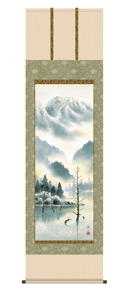 真作/野添平米/上高地明神池/秋景/山水図/紅葉/横物/掛軸☆宝船☆AF-390 真作/平井楳仙/秋渓山水図/秋景清水図/渓間秋朝図/掛軸☆宝船