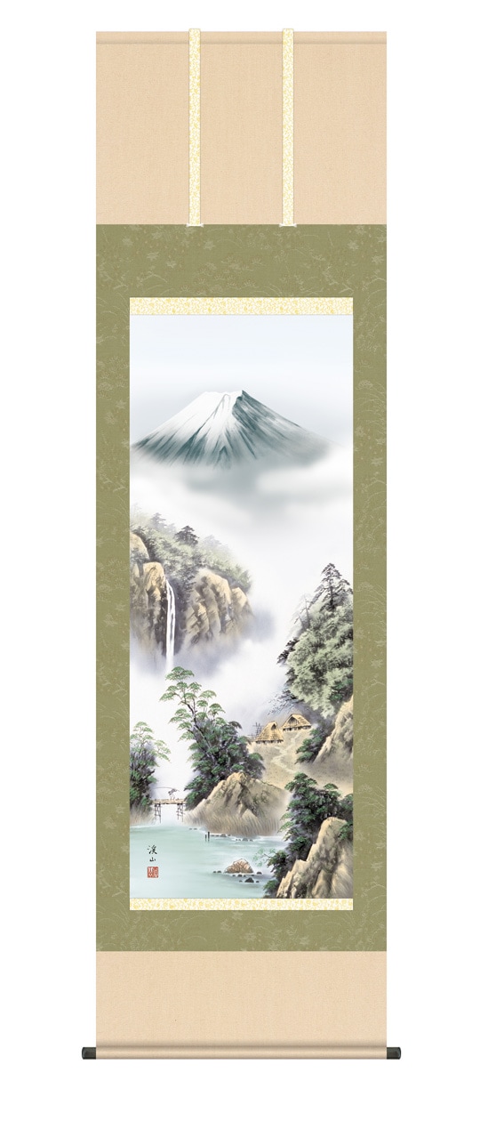 赤富士飛翔』 伊藤渓山 F4号 複製名画 山水画 額装付【ポイント