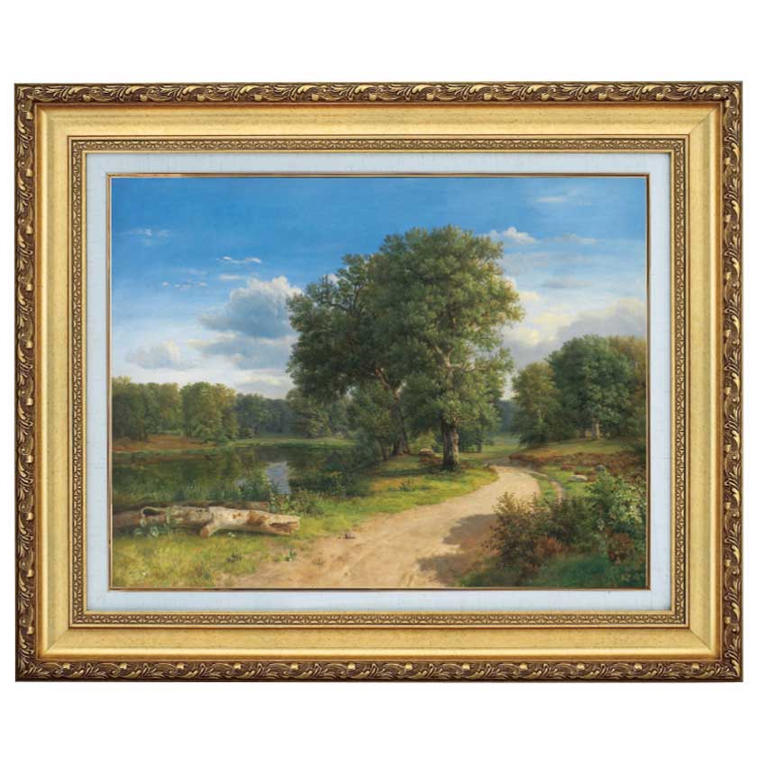 美術品】サイン入り油絵 ヨーロッパ風景 42×47cm 額縁付き Amazon.co