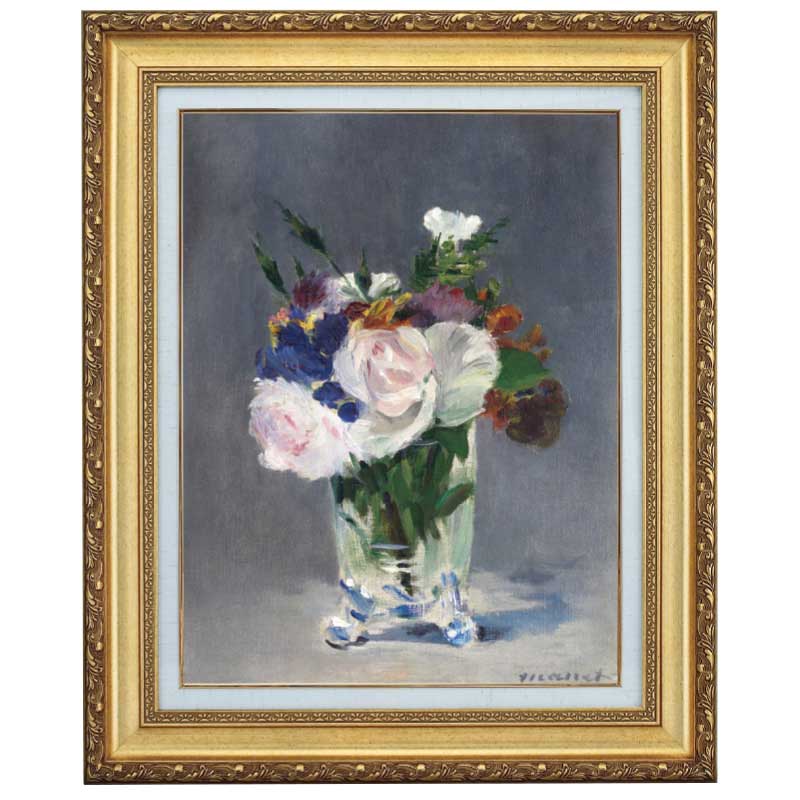 クリスタル花瓶の花』 マネ 4号 立体複製名画 額装付 【ポイント5