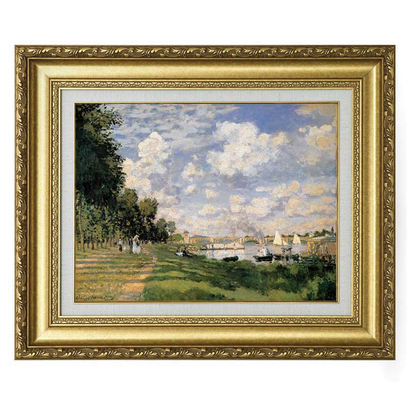 ベートーヴェン油彩画直筆 クロード・モネ アルジャントゥイユのセーヌ川 F6 油絵直筆