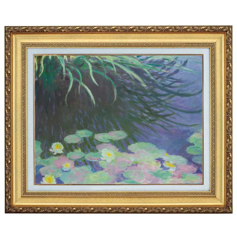 睡蓮と水面に映る草』 モネ 10号 立体複製名画 額装付 印象派 写実主義