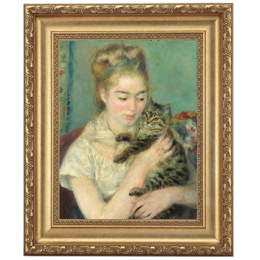 少女と猫の印象派油彩画　ルノワール 楽天市場】猫を抱く少女（ジュリー・マネ） オーギュスト