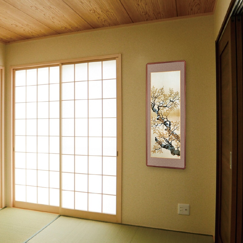 横山大観『四季花鳥・春 山桜花』高級女桑縁額〈複製〉 日本画 模写
