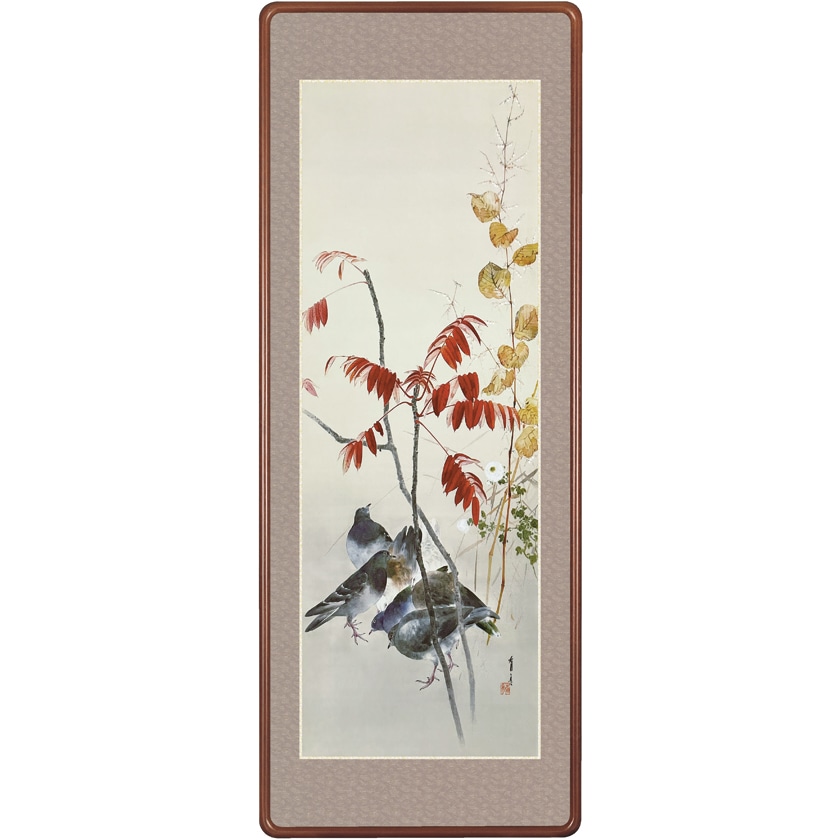 美品 掛け軸2本 中村松雲作 あざみ図、新井月華作 紫陽花に燕図 渡辺省亭『十二ケ月花鳥画』6月 紫陽花に燕 掛軸【ポイント5