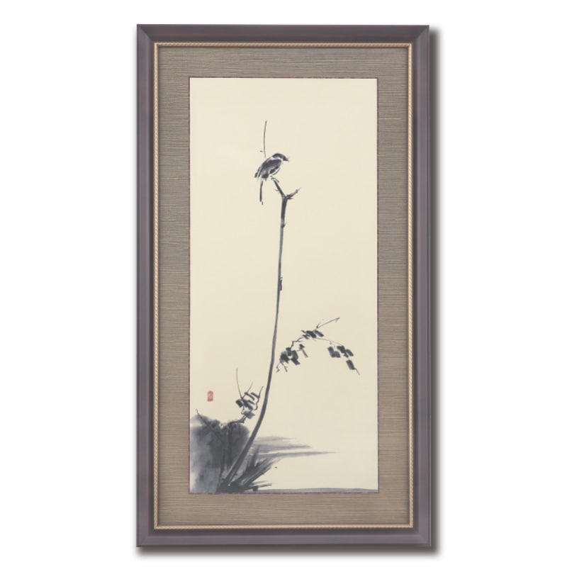 伝宮本三郎 「林さん」1952年　額29×29絵15×15cm(￼板絵)印有 歌川国芳による浮世絵「Miyamoto Musashi 宮本無三四 / Eiyu