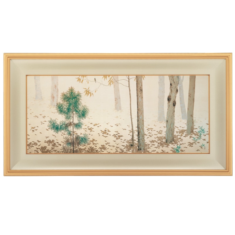 絵画 菱田春草 日本画 花鳥図 額装品 横山大観に師事 T66 模写絵画