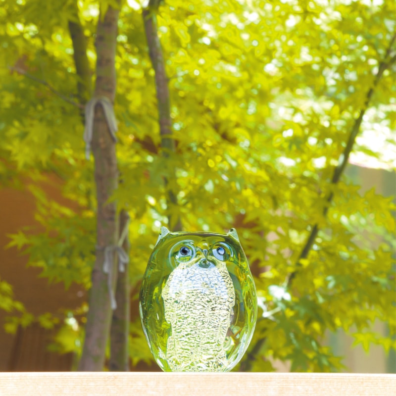 ガラス製フクロウ 篠原義和 作 青森県伝統工芸士 篠原義和作 津軽