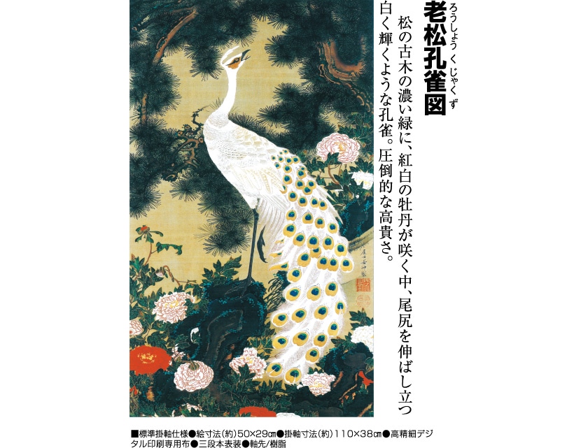 伊藤若冲 白孔雀図 印刷工芸品 日本画 掛け軸 掛軸 茶掛 伊藤若冲 白孔雀図 印刷工芸品 日本画 掛け軸 掛軸 茶掛 伊藤若冲 白