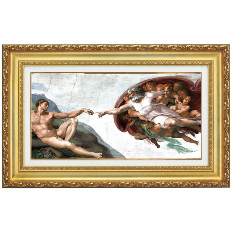 アダムの創造』 ミケランジェロ 立体複製名画 額装付 ルネサンス 16