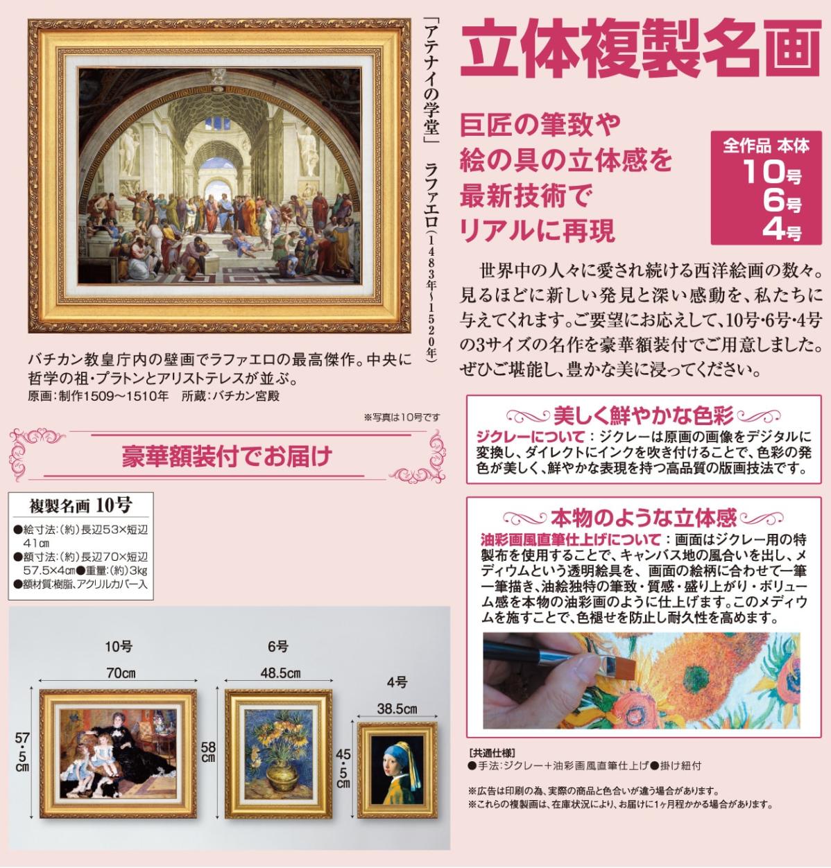 アテナイの学堂』 ラファエロ 10号 立体複製名画 額装付 ルネサンス 16
