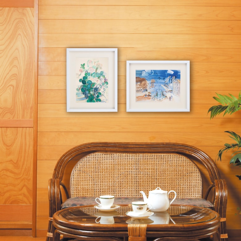 ブドウとバラの花束』 ラウル・デュフィ 立体複製名画 額装付