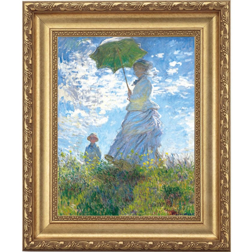 散歩、日傘をさす女性』 クロード・モネ 4号 立体複製名画 額装