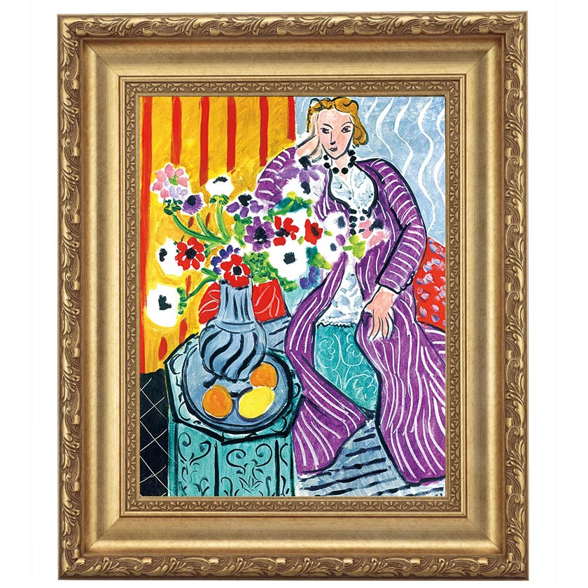 紫のコートを着た女性』 アンリ・マティス 4号 立体複製名画 額装付
