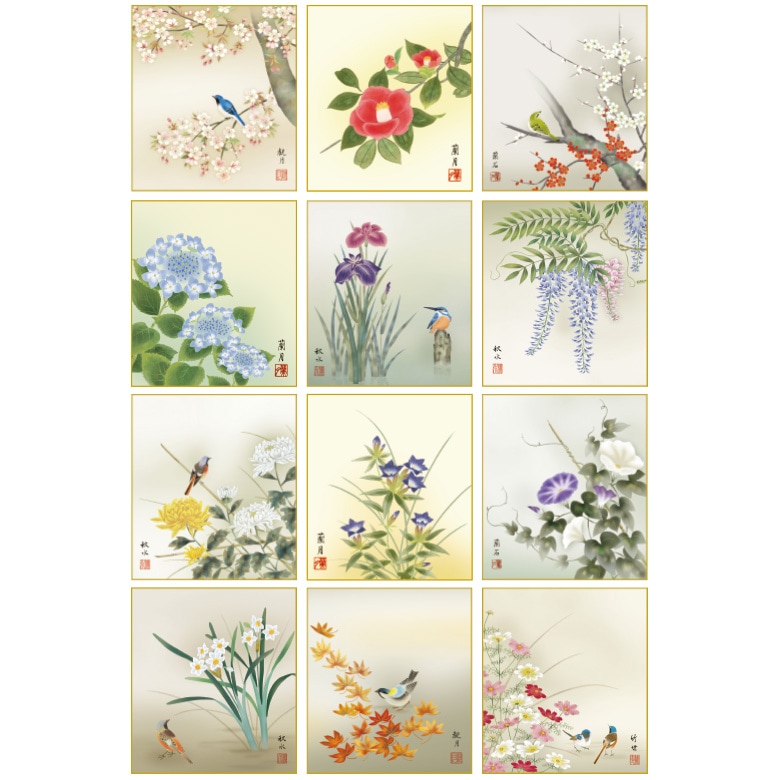 花の12ヶ月色紙セット』額1点付 | 額装・掛軸,日本画 | 【公式】アート