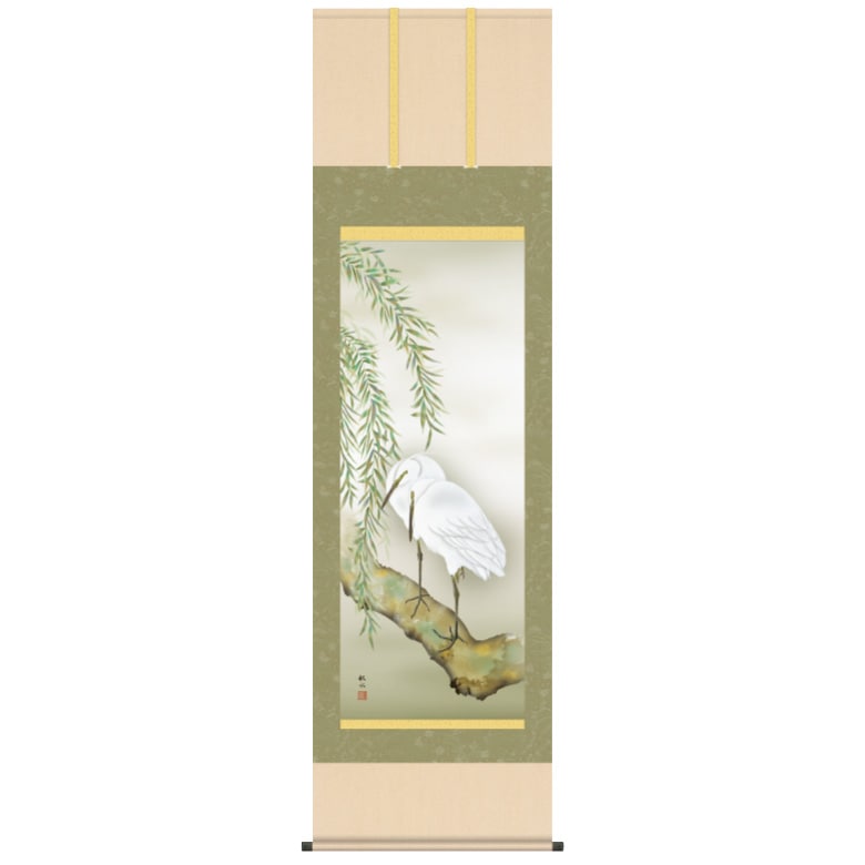白鷺』 浮田秋水 尺五掛軸 日本画 複製画 | 額装・掛軸,日本画