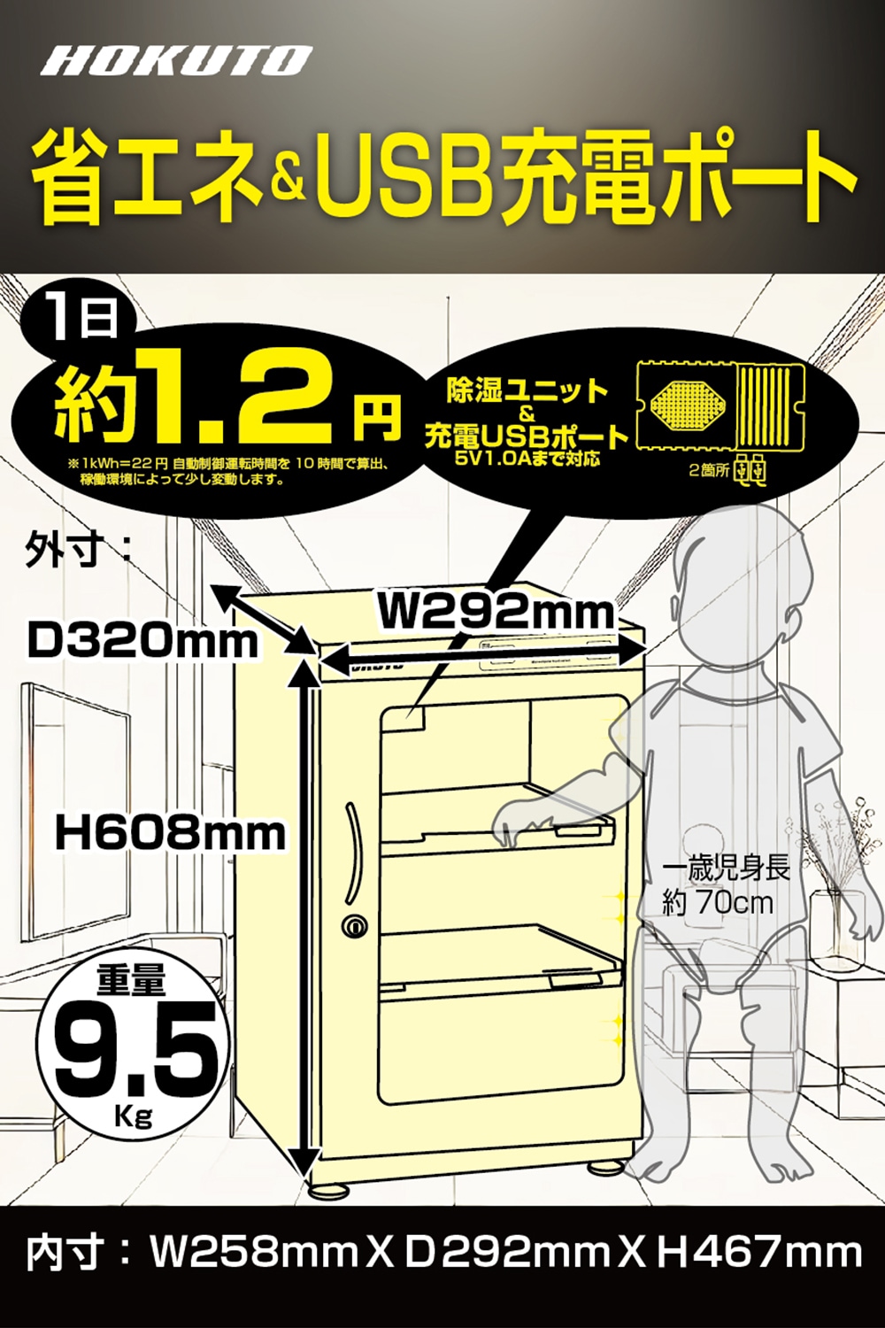HB-50EM】HOKUTO 防湿庫 50L｜タッチスクリーン搭載・上位モデル