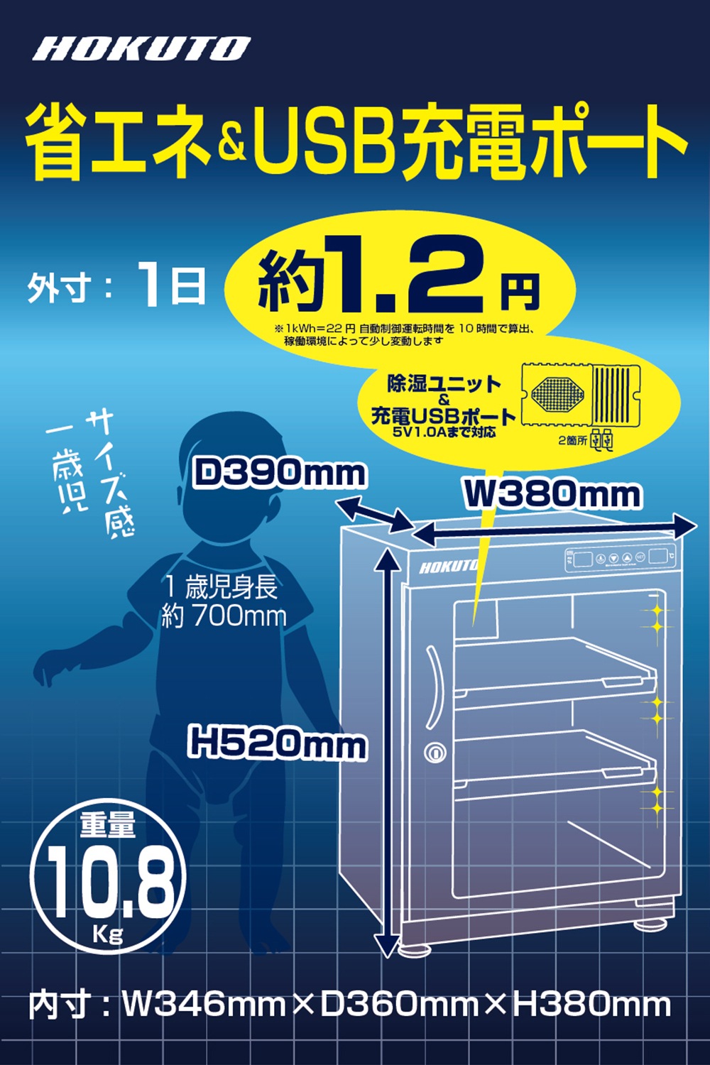 HP-68EX】HOKUTO 防湿庫 68L｜高精度湿度センサー・全自動除湿