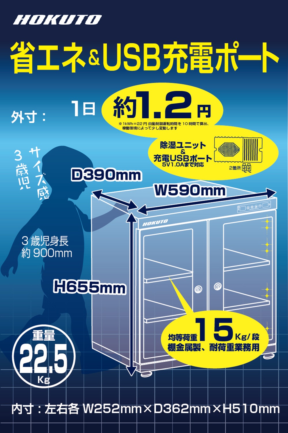HP-135EX】HOKUTO 防湿庫 135L｜高精度湿度センサー・全自動除湿