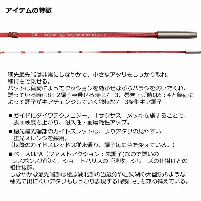 ダイワ クリスティアワカサギHG タイプK 32.5FA SSSS サクサス