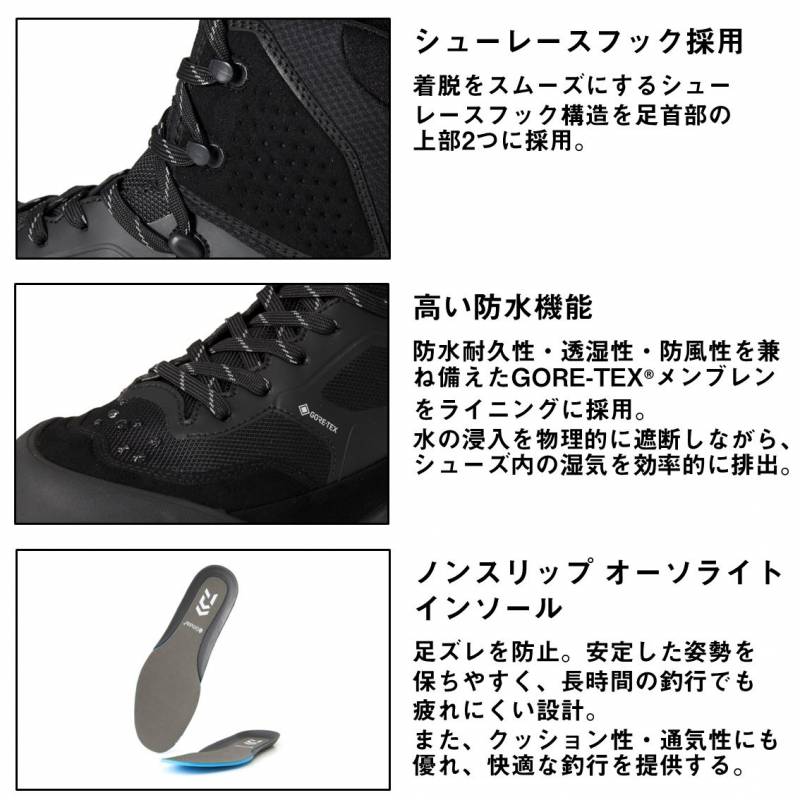 ダイワ TGロックショア ゴアテックスシューズ スパイクソール ブラック