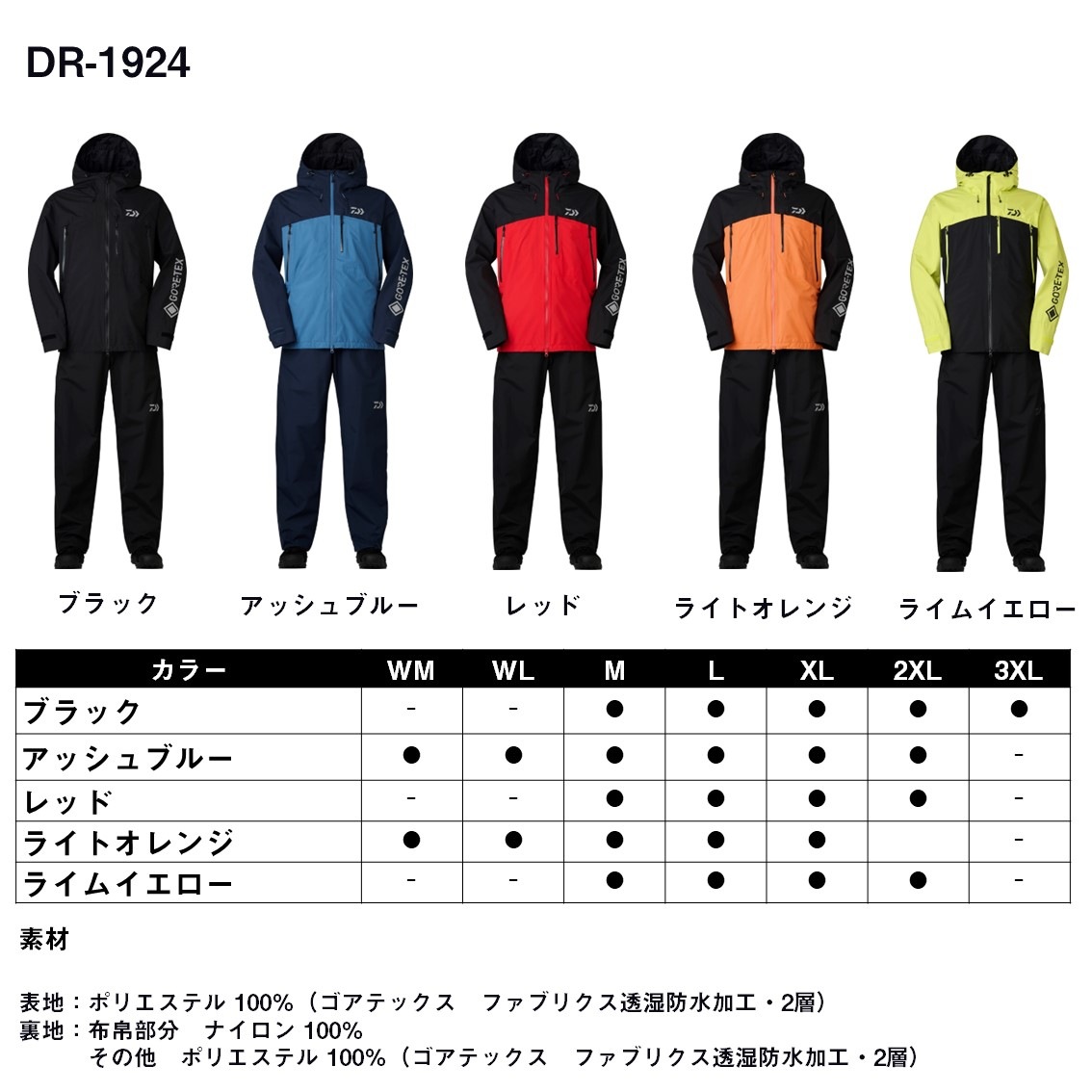 ダイワ ゴアテックス バーサタイルレインスーツ ブラック DR-1924
