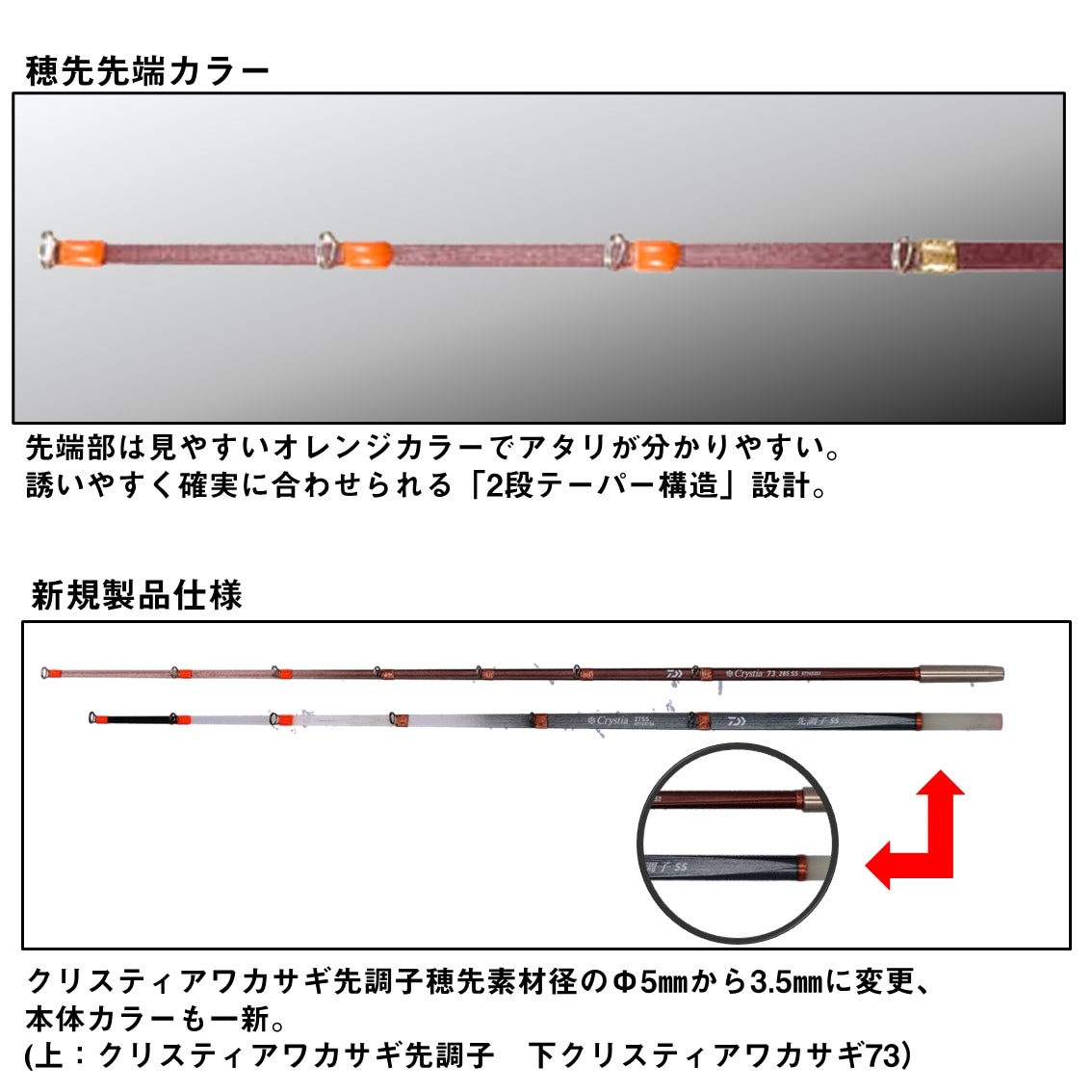 ダイワ クリスティア ワカサギ73 285SSS (Daiwa ワカサギ竿 ロッド