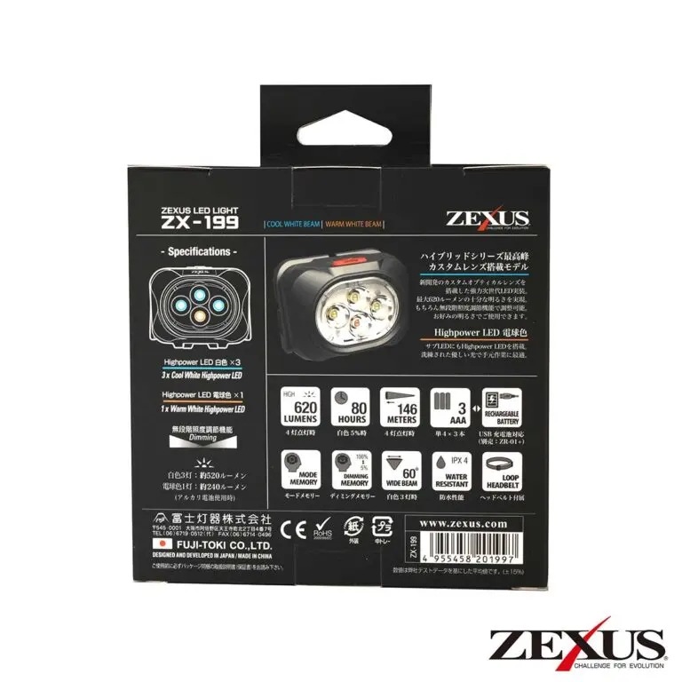冨士灯器 ZEXUS ZX-199(ZR-01充電池1000mAh+セット) (ヘッドライト
