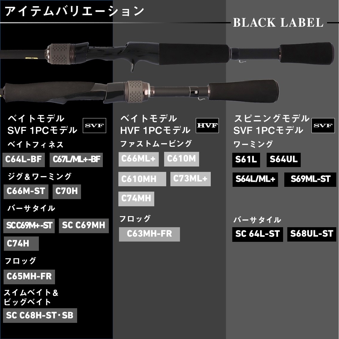 ダイワ 25 ブラックレーベル S 61L (Daiwa ブラックバス ロッド 竿